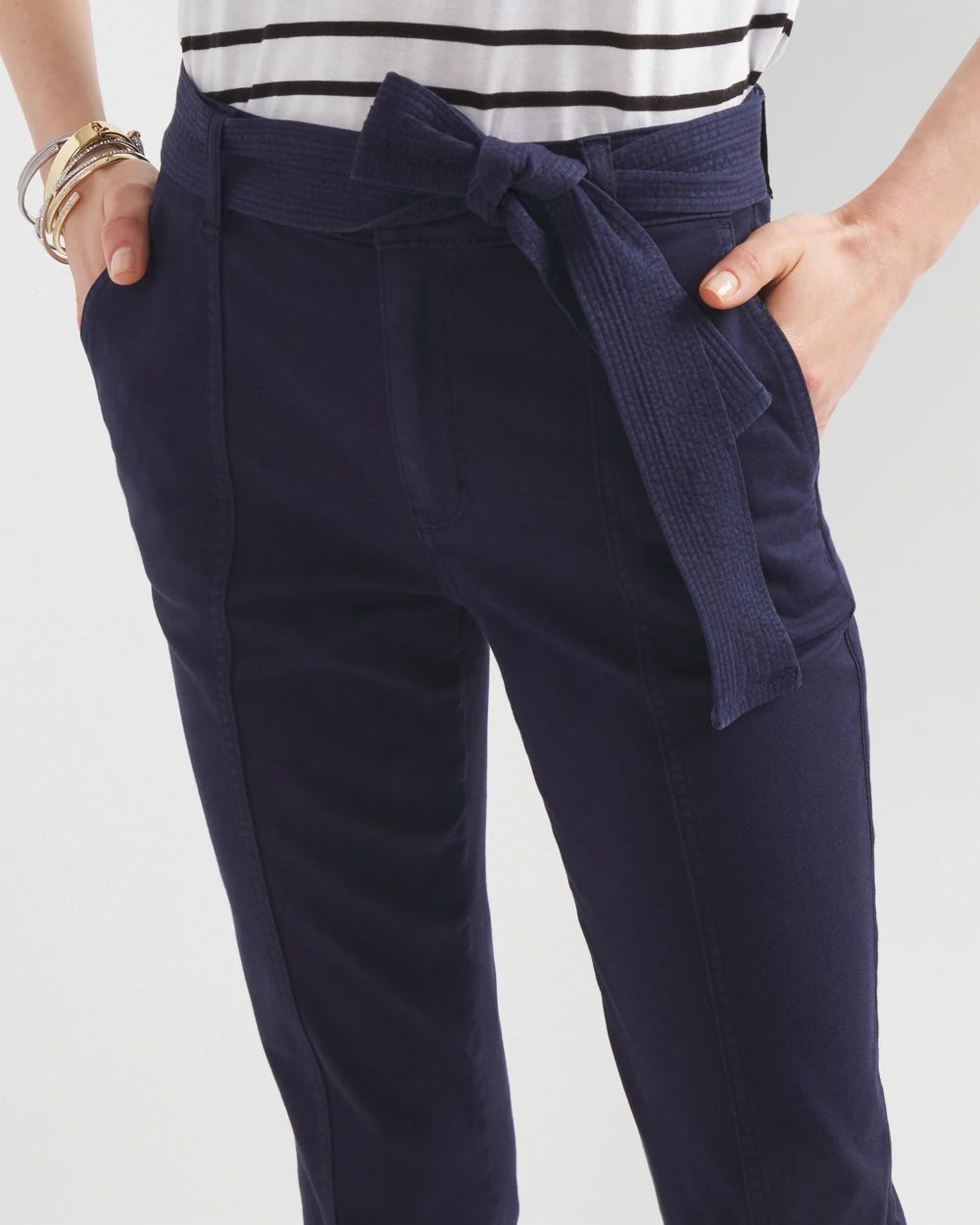 Pret High-Rise Belted Straight Cropped Pant | White House